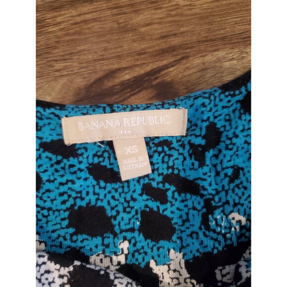 Banana Republic Women's XS X-Small Dress Cowl Neck Animal Print Blue Black - Picture 3 of 7